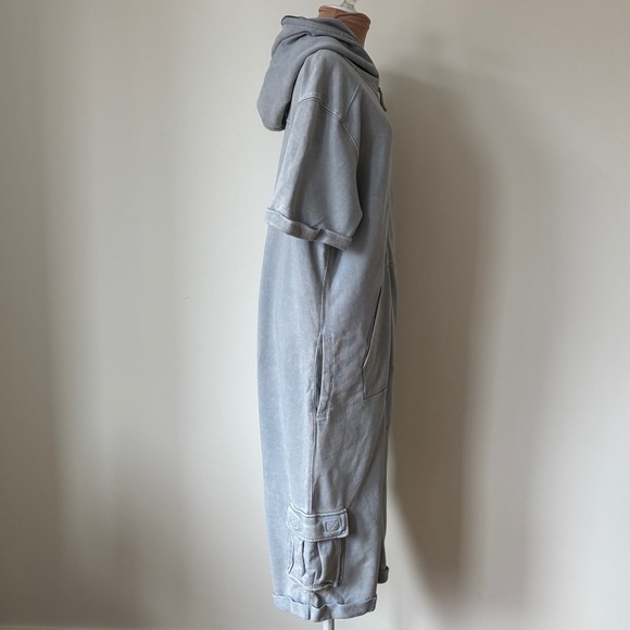 Onepiece Light Blue Short Sleeved Zipper Front Hooded Jumpsuit Romper Onesie XL - Picture 4 of 12